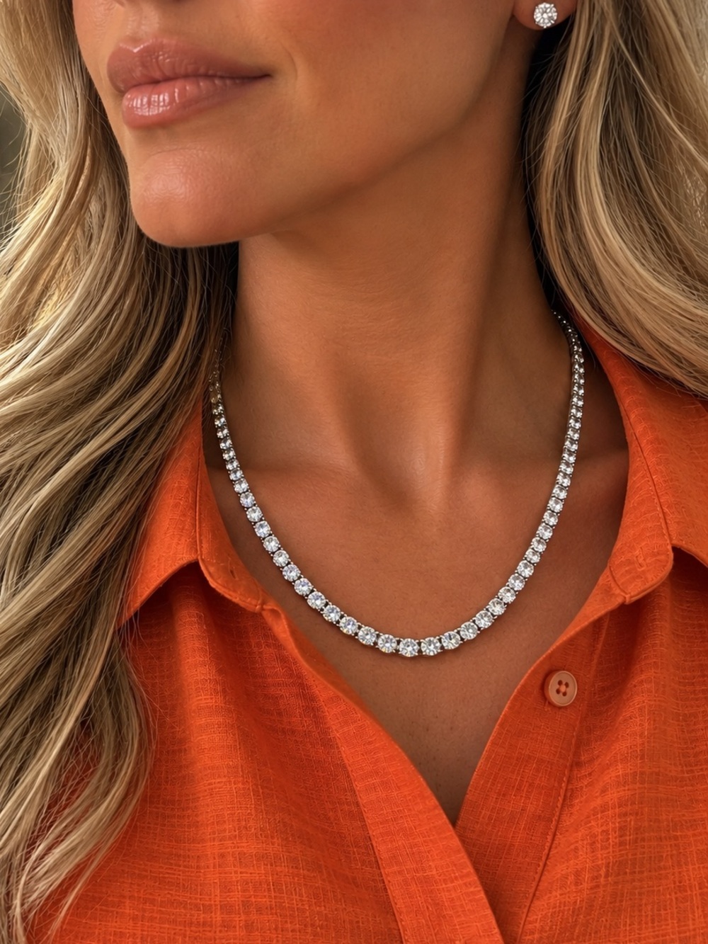 18k 54ct Tennis Necklace - Picture 3 of 12